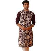 Jompers Purple Embroidered Straight Kurtas. (Purple, L)