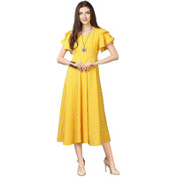 Oomph! Women's Western & Fusion Wear Midi Dresses For Women, Beach, Yellow - Md52