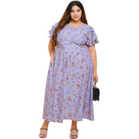 Oomph! Women's Western & Fusion Wear Crepe A-Line Maxi Dress - Grey