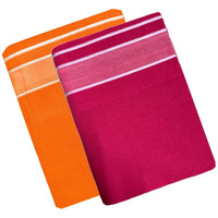 Prakasam Cotton Men's Kerala Style Premam Single (1.28X2.00 Mtrs) Colour (Pack Of 2) (Orange-Pink) Dhoti