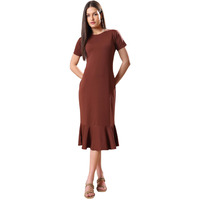 Purvaja Womens Bodycon Knee Length Dress (Bely-109_Brown_Medium)