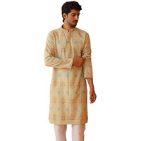Jompers Pista Embroidered Staight Kurtas For Men (Pista, M)