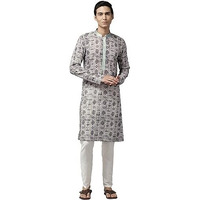 See Designs Men Mandarin Collar Multi Pure Cotton Embroidered Staright Full Sleeve Kurta With Pajama - Sd2Mekt_126706M