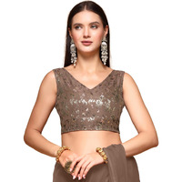 Oomph! Readymade Blouse For Women, Brocade, Sleeveless, V-Neck, Rbbl725