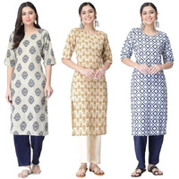 Pinkmint Kurta For Women Kurta Set For Women Kurta Set Kurta Kurtis For Women Stylish Latest Crepe Kurti Pack Fo 3 (N-402-397-399_Xl)