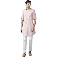 See Designs Men Baby Pink Regular Pure Cotton Pathani Printed Men's Kurta_Sdpkt1147S