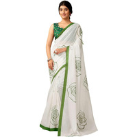 Satrani Women's Chanderi Cotton Printed Ready To Wear One Minute Pre Pleated Readymade Saree With Unstitched Blouse Piece (32Rs308N_Green1)