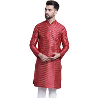 Sojanya (Since 1958 Men's Silk Blend Maroon Printed Only Long Kurta