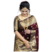 Shiv Textiles Women's Silk Woven Kanjivaram Saree(S-102-Maroon)