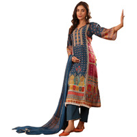 Varanga Women Teal Blue Ethnic Printed Straight Kurta With Trouser  Stylish And Comfortable Ethnic Set