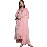 Varanga Women V Neck Collar Kurta Paired With Tonal Dupatta And Tonal Bottom.