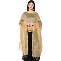 Weavers Villa Women's Banarasi Poly Silk Plain Dupatta (Beige, 2.25 Meters)