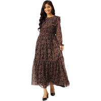 Litzo Women's Georgette A-Line Maxi Dress (L-56-M_Black