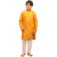 Manyavar Blended Silk Full Sleeve Zari And Stone Kurta Pajama Set For Kids And Boys(4-5 Years)