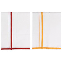 Prakasam Cotton Mens Fantacy Cotton Single (1.30X2.00 Meter) 2 Colour Combo Dhoti (Combo-1)