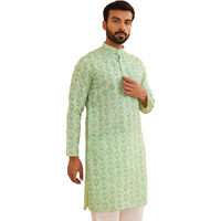 Sojanya (Since 1958 Men's Cotton Blend Pista Green Printed Only Long Kurta Size:36