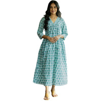 Fabnex Cottan Regular Women Kurta Set (K-81-Blue-L_Blue