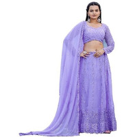 Fashion Basket Women's Georgette Semi-Stitched Lehenga Choli Set