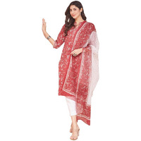 Fabindia Women's Cotton Printed Regular Kurta (1037550Maroon_Maroon