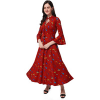 Oomph! Women's Western & Fusion Wear Long Dresses For Women, Beach, Red - Md436