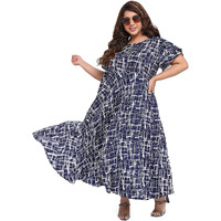 Oomph! Women's Western & Fusion Wear Crepe A-Line Maxi Plus Size Dress - Navy Blue - Od239_3Xl