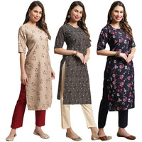 Pinkmint Straight Kurta & Pant For Women Ethnic Kurta Set For Women (Pack Of 3)