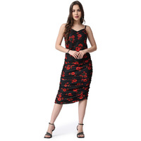 Popwings Polyester Bodycon Midi Women Dress (B0Bn7Rc237_Black
