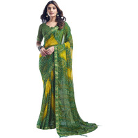 Shiv Textiles Women's Chiffon Bandhani Printed & Lace Border Saree(Sat-545S-106)