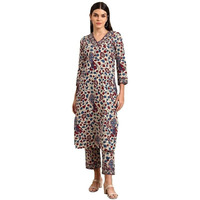 Shienzy Women's Cotton Blend Kurta Set (Shz1562_Cream_Xl)