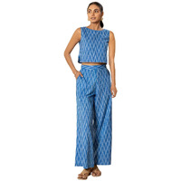 Fiorra Women's Blue Printed Cotton Co-Ord Set Set0197