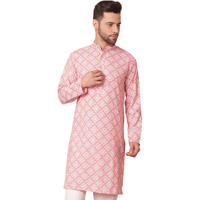 Jompers Men's Peach Floral Printed Kurtas (Peach, Xxl)