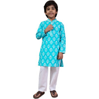 Pspeaches Boys Mandarin Collar Ethnic Motifs Printed Regular Kurta With Pyjamas (12-14Years)