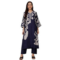 Varanga Women Abstract Printed V Neck Flared Sleeve Kurta With Trouser