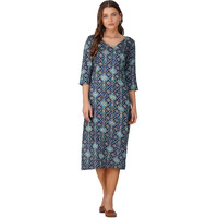 Rytras Women's Foil Printed Straight Kurta(Blue,L)