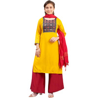 Aarika Girls Ethnic Wear Yellow Colour Floral Print Rayon Kurti-(8-15 Years)-(Kurti-Tr-K-888)
