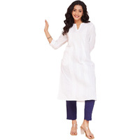 Fabindia Women's Cotton Solid Regular Kurta (1037275White_White
