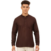 Jompers Men's Solid Short Kurtas. (Coffee, S)
