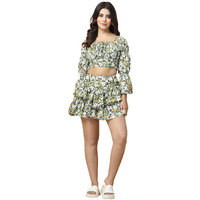 Oomph! Crepe Top And Skort Set For Women, Green - Coord_Mt870Msk156