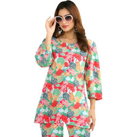 Pinkmint Women's Pure Cotton Co Ord Set L Printed Stylish Top & Bottom Set L Wide-Leg Pant Loungewear L Day-To-Night Comfort Wear Multicolour