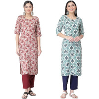 Pinkmint Women's Crepe Kurta Pant Set Kurta Set Comfortable Set For Women