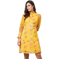 Rare Women's Polyester A-Line Knee-Length Casual Dress (Ep7008_Yellow_Medium)