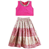 Aarika Girls Ethnic Wear Rani-Beige Colour Solid Silk Lehenga Choli Set-(1 Years-3 Years)-(Lch-Shm-7003-Rani-18)