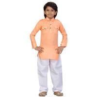Aarika Boys Orange-White Color Pathani Kurta Pyjama Set (Jly_Ps_Jk_101_Orange_2)