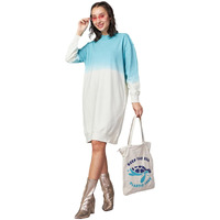 Bewakoof Heavy Duty 1.0 Women's Ombre Oversized Fit Full Sleeve High Neck Cotton Sweatshirt Dress_614099_Beige_M