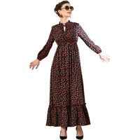 Kzully Women's Rayon A-Line Ankle Length Dress (8001=Red=Small=Flower=Xxl