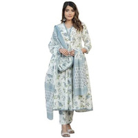 Fashion Basket Cotton Kurat Set With Duptta For Women Sky Blue