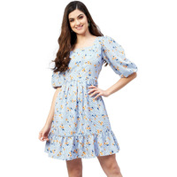 Rare Women Casual Blue Colour Above Knee Floral Dress