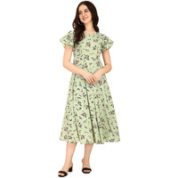 Oomph! Women's Polyester A-Line Maxi Dress (Md52_Pista Green_Xs)