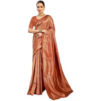 Shiv Textiles Women's Silk Blend Weaving Saree(530S113_Red & Golden1)