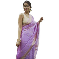 Flosive Women's Cotton Saree With Blouse Piece (Lavender)